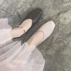 Plain Faux Leather Flats With Anklet