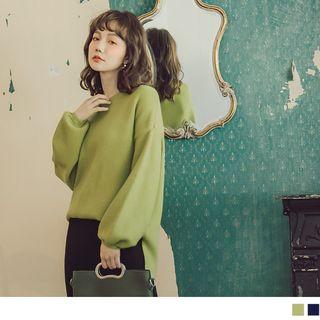 Puff Sleeve Slit-side Sweater