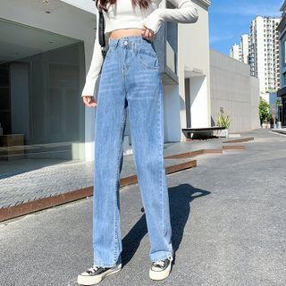 Straight Leg Slit Jeans (various Designs)
