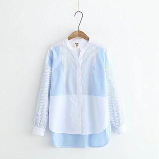 Long-sleeve Stripe Panel Blouse
