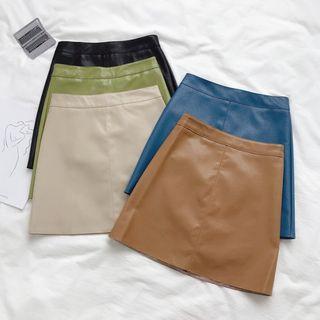High-waist Pu Mini-skirt