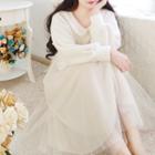Set: Beaded Loose-fit Top + Mesh Pleated Skirt