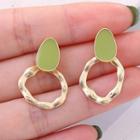 925 Sterling Silver Mini Hoop Drop Earring 1 Pair - Gold & Green - One Size