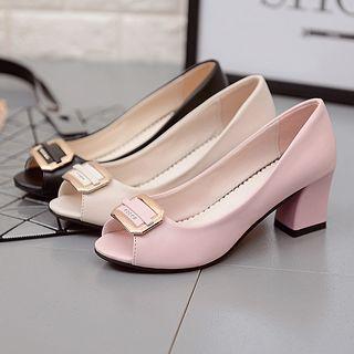 Peep Toe Block Heel Shoes