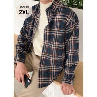 Round-hem Napped Plaid Shirt