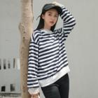 Plain / Striped Lace Panel Pullover