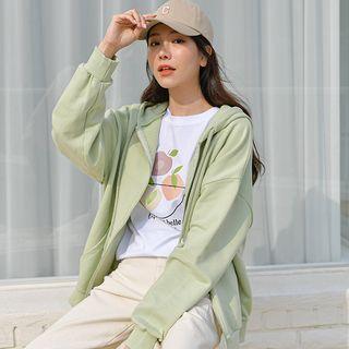 Colored Loose-fit Zip-up Hoodie
