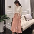 Chinese-style Embroidered Crop Top / Embroidered Skirt