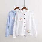 Cat Embroidery Hooded Light Jacket