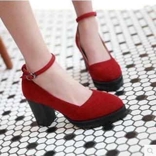 Ankle-strap Chunky Heel Pumps