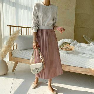 Crystal-pleat Long Sweatshirt Dress