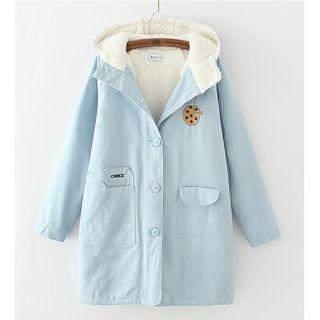 Embroidered Hooded Single-breasted Coat