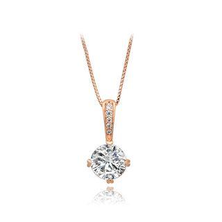 Simple Plated Rose Gold Pendant With White Austrian Element Crystal And Necklace