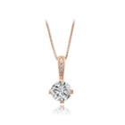 Simple Plated Rose Gold Pendant With White Austrian Element Crystal And Necklace