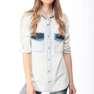 Long-sleeve Washed Blouse