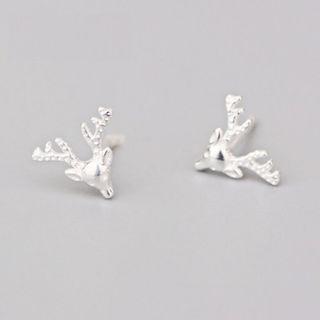 925 Sterling Silver Deer Head Earring