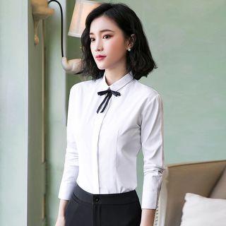 Long-sleeve Ribbon Dress Shirt / Dress Pants / Set
