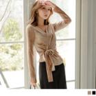 Tie-side V-neck Velvet Top