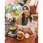 Drop-shoulder Pointelle Knit Cardigan