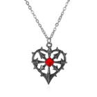 Heart Rhinestone Pendant Alloy Necklace 01 - 7499 - Metal Gray - One Size
