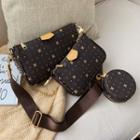 Set: Patterned Crossbody Bag + Clutch + Pouch