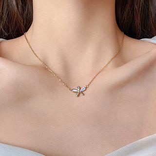 Rhinestone Floral Choker Necklace Fx176 - One Size