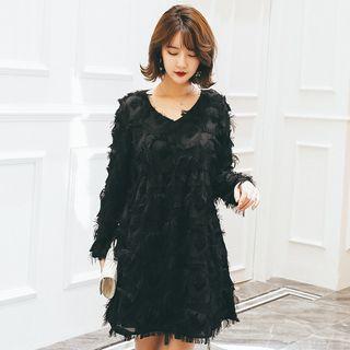 Long-sleeve Furry Dress