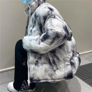 Long-sleeve Tie Dye Padded Jacket White - One Size