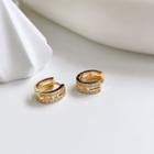 925 Sterling Rhinestone Earring E347 - Gold - One Size