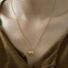 Stainless Steel Heart Pendant Necklace E309 - Gold - One Size