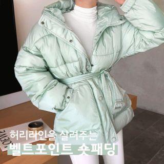 Padded Shell Parka In Mint Green