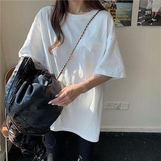 Plain Crewneck Loose-fit Short-sleeve T-shirt