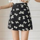 High-waist Bow Print Skirt