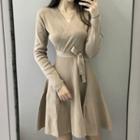 Surplice A-line Knit Dress