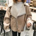 Suede-leather Fleece Loose-fit Jacket