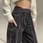 Asymmetric Loose Fit Straight Leg Jeans