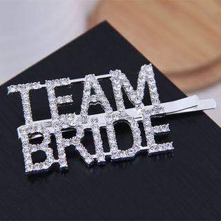 Rhinestone Lettering Hair Pin Silver - One Size