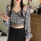 Strappy Plaid Camisole Top / Plaid Shirt