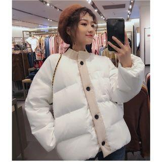 Stand Collar Two-tone Buttoned Padded Jacket