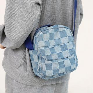 Check Crossbody Bag Light Blue - One Size