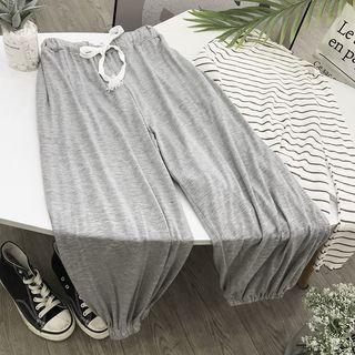 Cotton Loose-fit Pants Gray - One Size