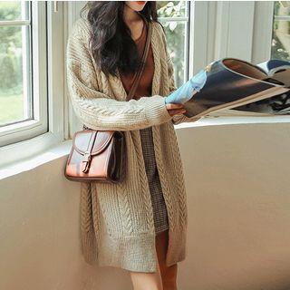 Open Front Cable Knit Cardigan