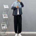 Long-sleeve Gradient Shirt / Short-sleeve Plain T-shirt / Plain Loose-fit Pants