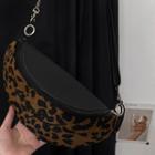 Leopard Print Corduroy Sling Bag Black Leopard - Brown - One Size