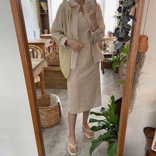 Linen Blend Shirt & Slipdress Set