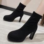 Faux Suede Chunk-heel Platform Ankle Boots