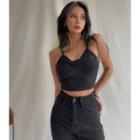 Deep V-neck Twisted Crop Top In 7 Colors