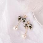 Bow Faux Pearl Dangle Earring 1 Pair - As Shown In Figure - One Size