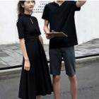 Couple Matching Short-sleeve T-shirt / Short-sleeve Midi A-line Dress / Shorts / Set