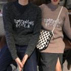 Couple Matching Mock Neck Lettering Sweater
